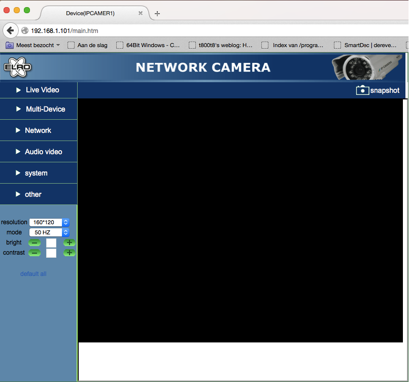screenshot of the IP camera web interface